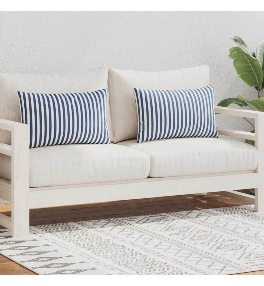 Gartenkissen 2 Stk. Streifenmuster 60 x 40 cm Marineblau