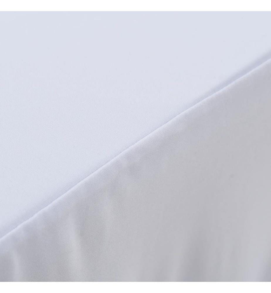 2 Stück Stretch-Tischdecken mit Rand Weiss 120 x 60,5 x 74 cm