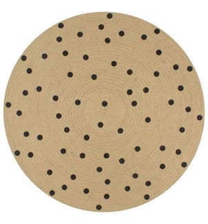 Tapis fait à la main Jute avec imprimé à pois 120 cm