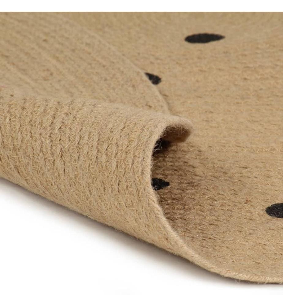 Tapis fait à la main Jute avec imprimé à pois 120 cm