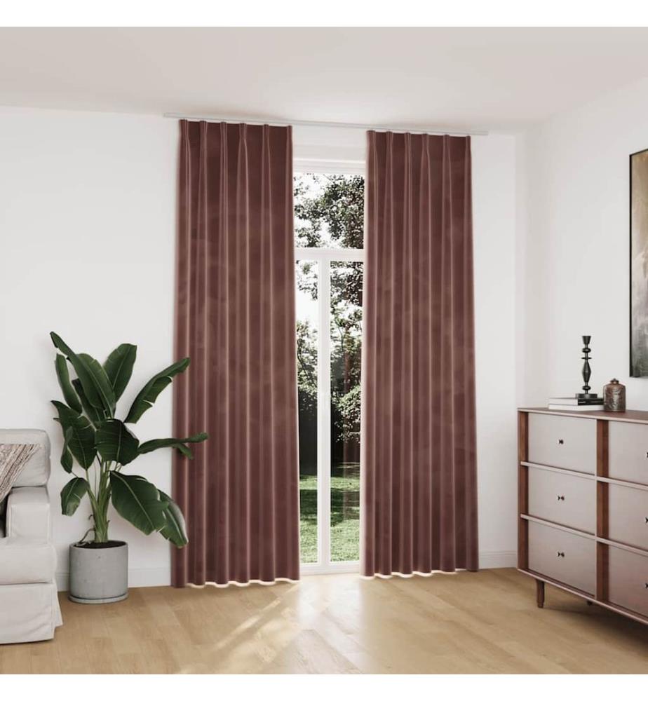 Verdunkelungsvorhänge Haken 2 Stk. Samt Antik-Rosa 140x245cm