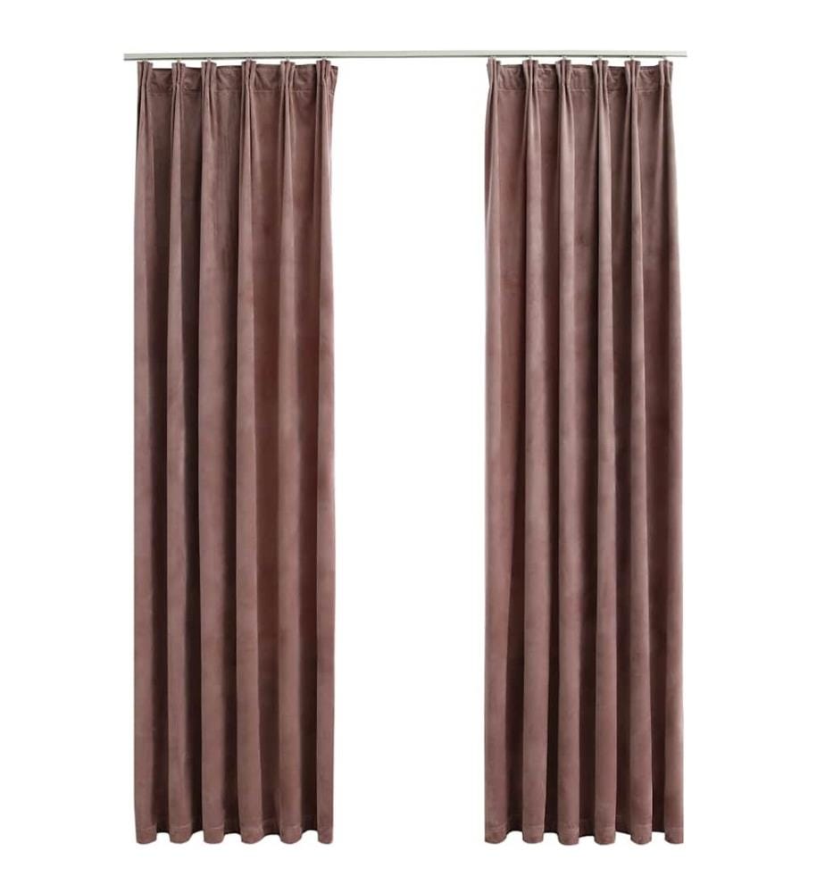 Verdunkelungsvorhänge Haken 2 Stk. Samt Antik-Rosa 140x245cm