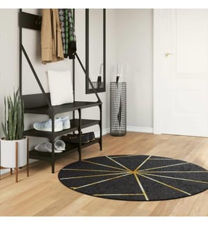 Tapis lavable noir et doré Ø 120 cm antidérapant