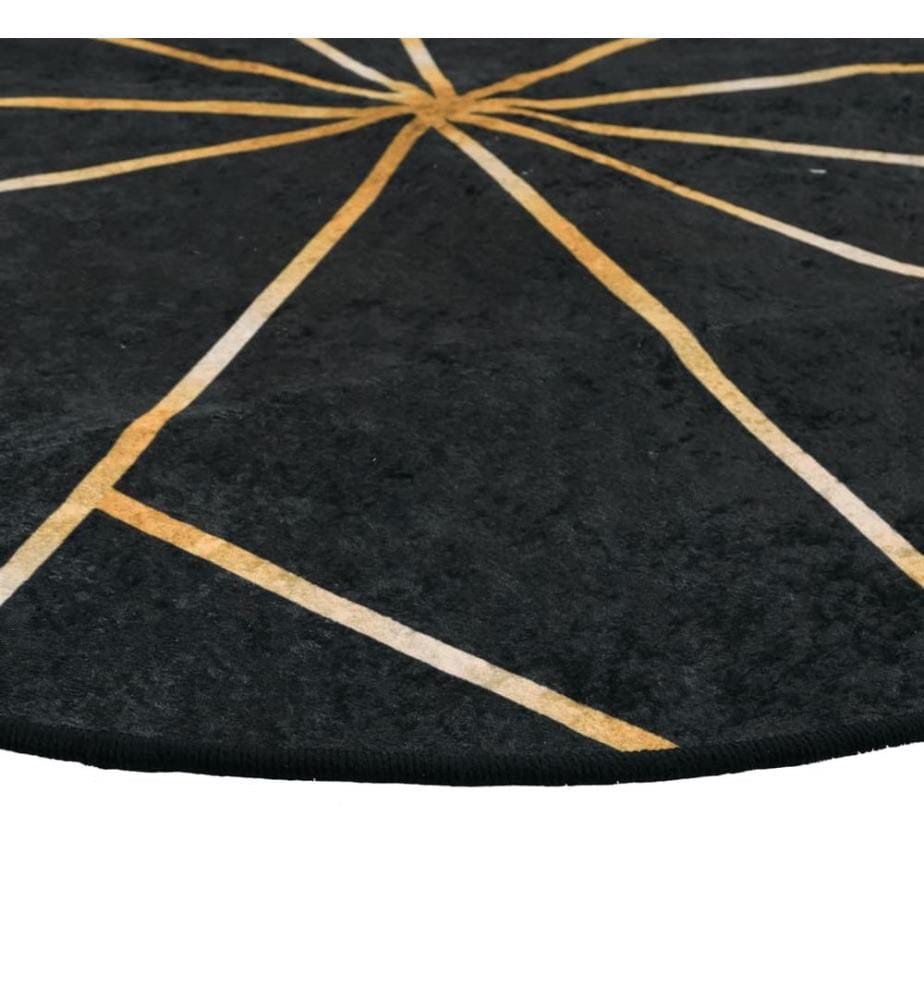 Tapis lavable noir et doré Ø 120 cm antidérapant