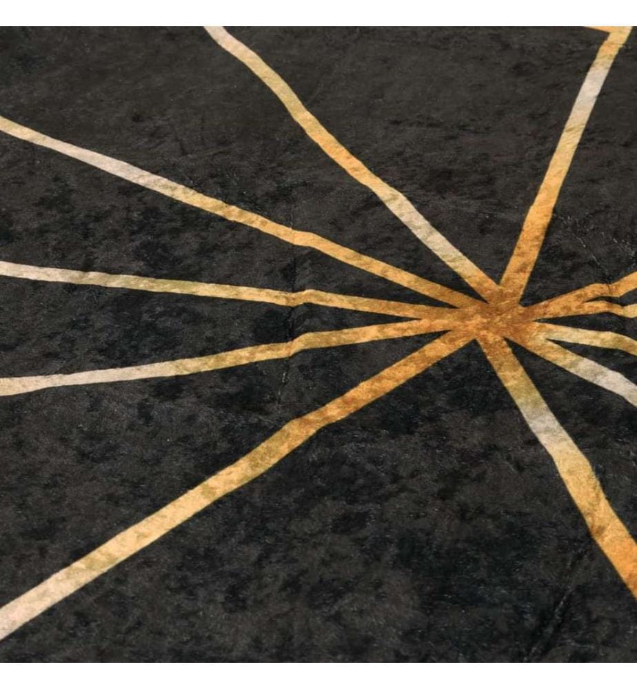 Tapis lavable noir et doré Ø 120 cm antidérapant