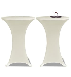2 x Tischhusse für Stehtisch Stretchhusse Ø60 cm cremefarben