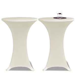 2 x Tischhusse für Stehtisch Stretchhusse Ø80 cm cremefarben