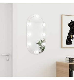 Spiegel mit LED-Leuchten 80x40 cm Glas Oval
