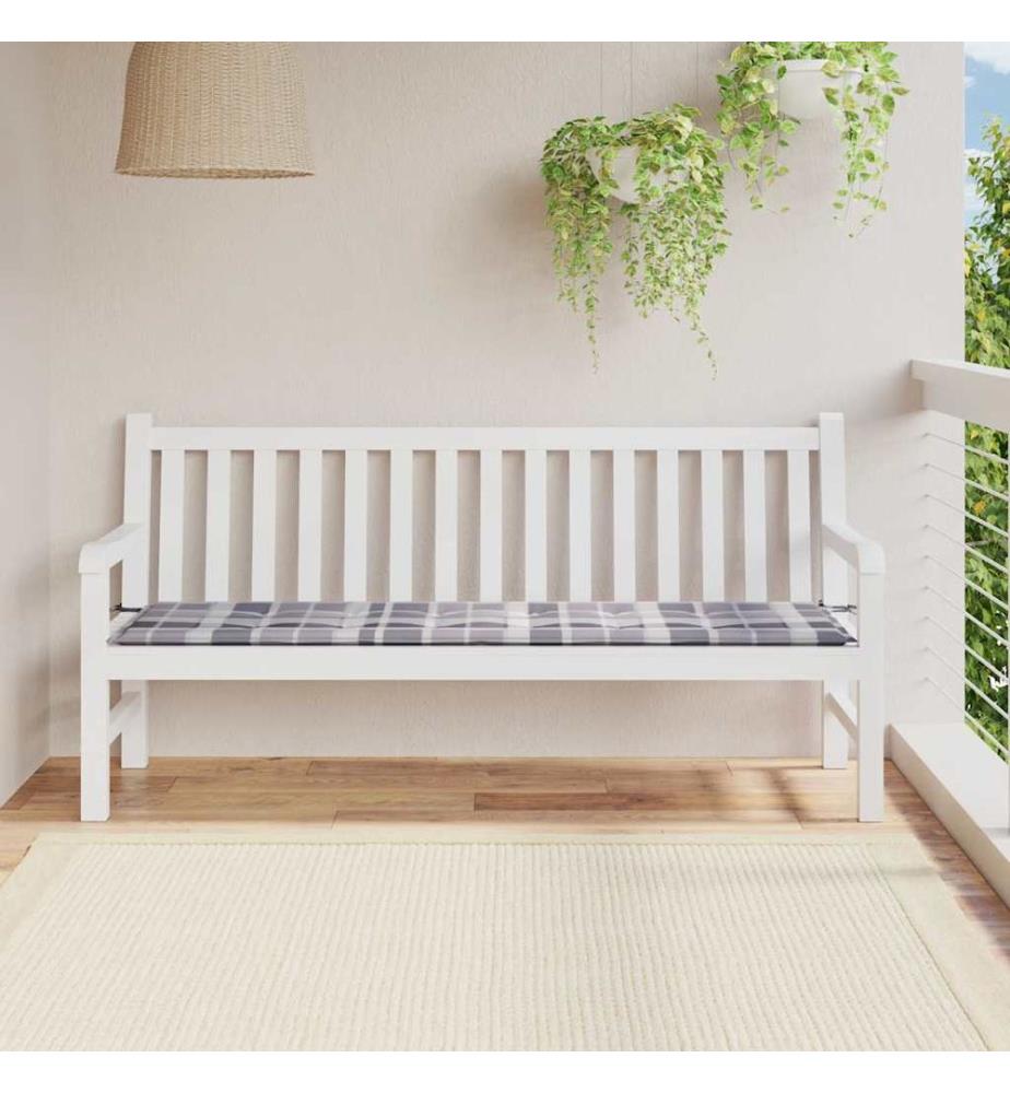 Gartenbank-Auflage Grau Karomuster 180x50x4 cm Oxford-Gewebe