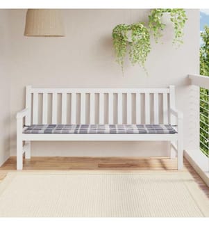 Gartenbank-Auflage Grau Karomuster 180x50x4 cm Oxford-Gewebe