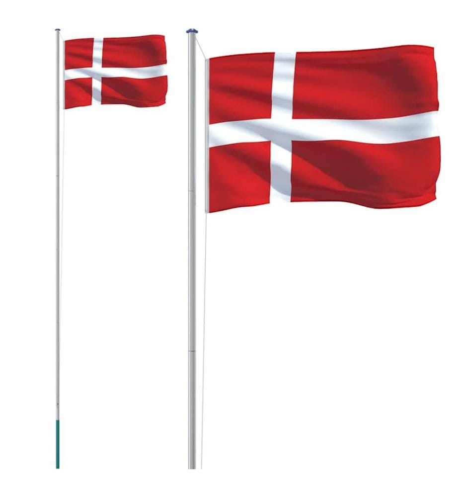 Flagge Dänemarks mit Mast 6,08 m Aluminium
