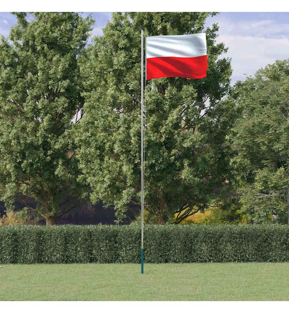 Flagge Polens mit Mast 6,08 m Aluminium