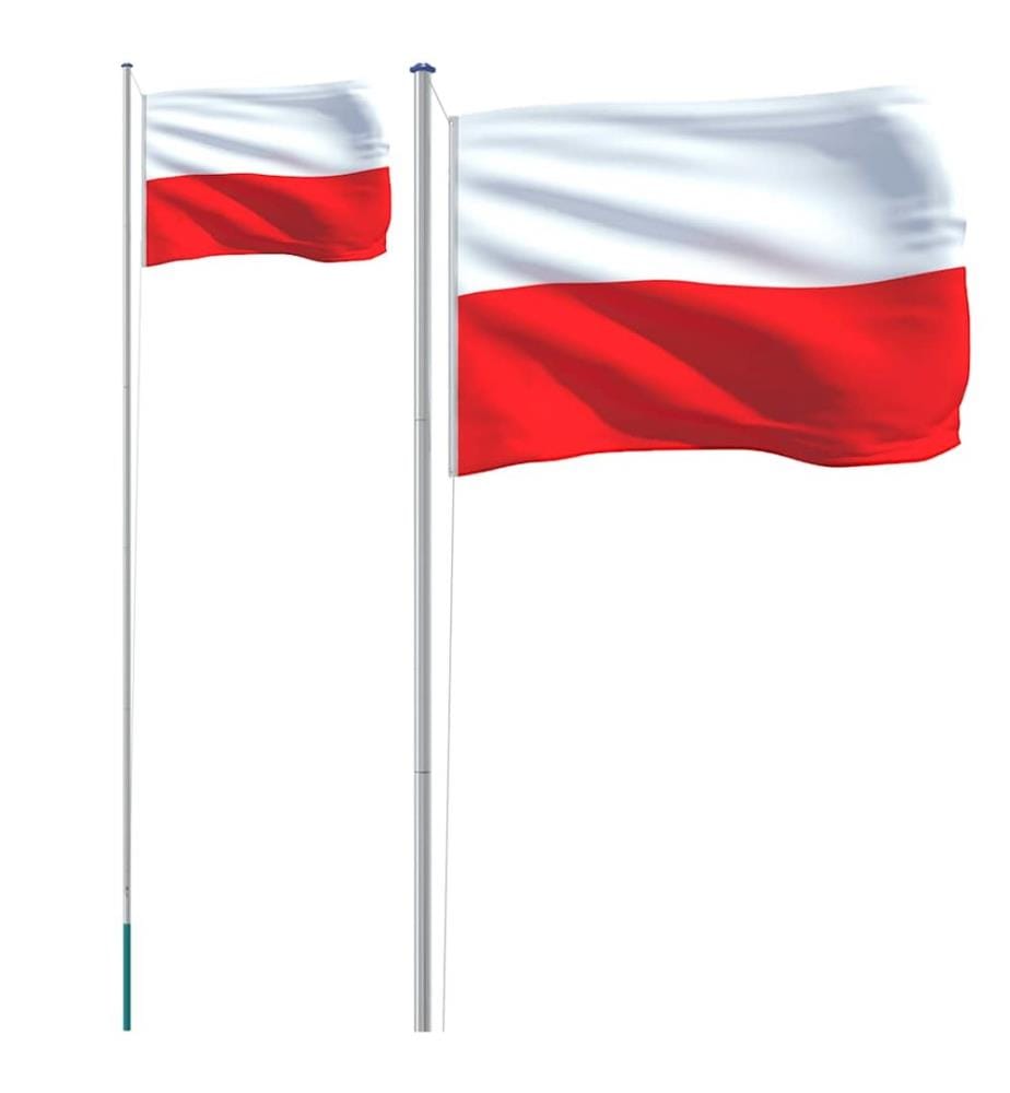 Flagge Polens mit Mast 6,08 m Aluminium