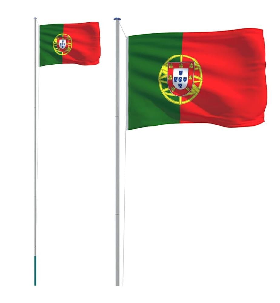 Flagge Portugals mit Mast 6,08 m Aluminium