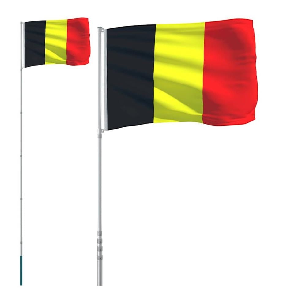 Drapeau de la Belgique et mât 5,5 m Aluminium