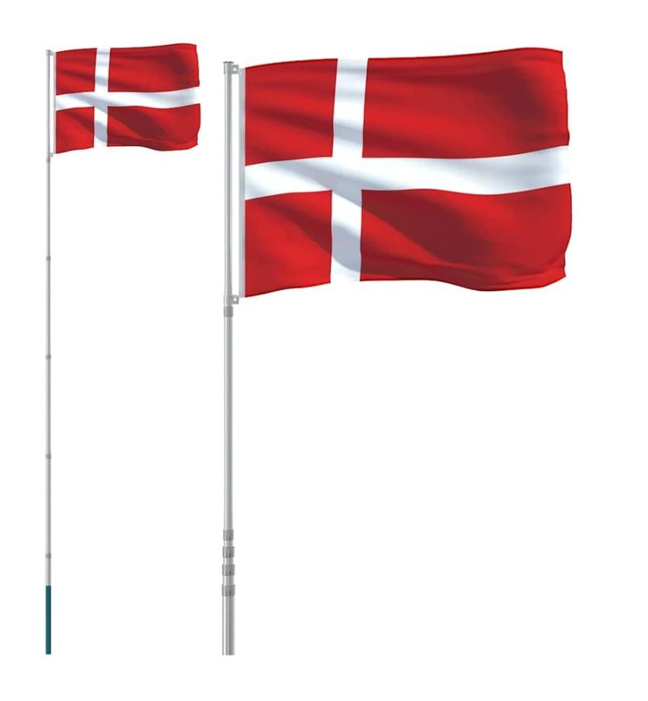 Drapeau du Danemark et mât 5,5 m Aluminium