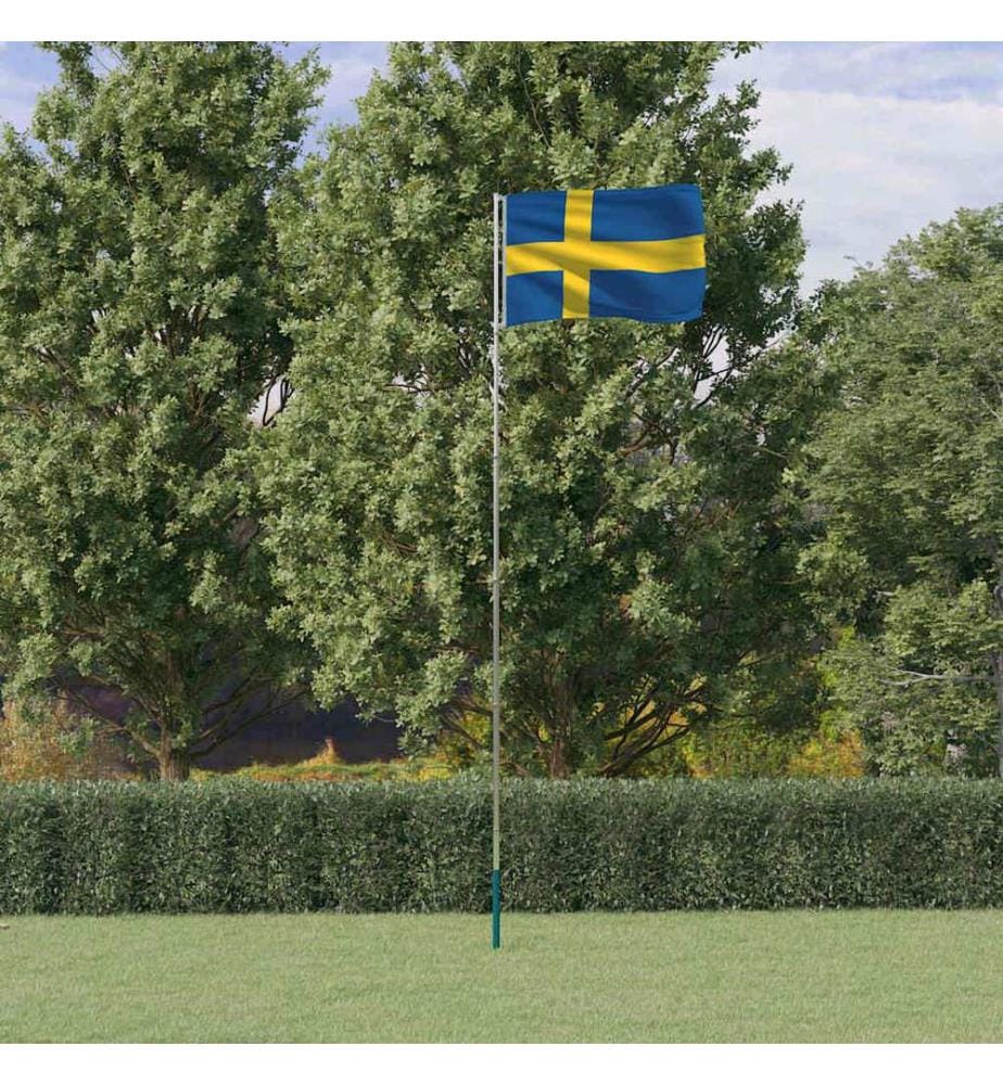 Drapeau de la Suède et mât 5,5 m Aluminium