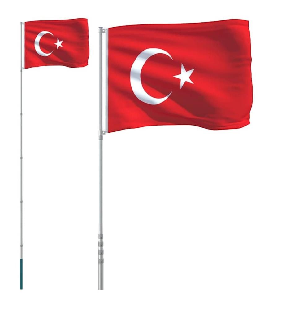 Drapeau de la Turquie et mât 5,5 m Aluminium