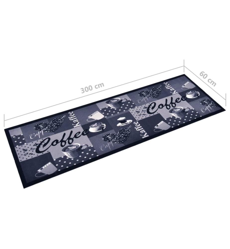 Küchenteppich Waschbar Kaffee Blau 60x300 cm