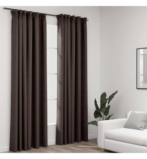 Verdunkelungsvorhänge Haken Leinenoptik 2 Stk. Taupe 140x245 cm