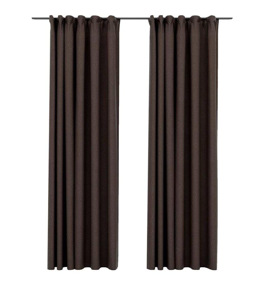 Rideaux occultants aspect lin et crochets 2 pcs Taupe 140x245cm