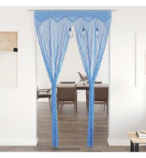 Makramee Vorhang Blau 140x240 cm Baumwolle