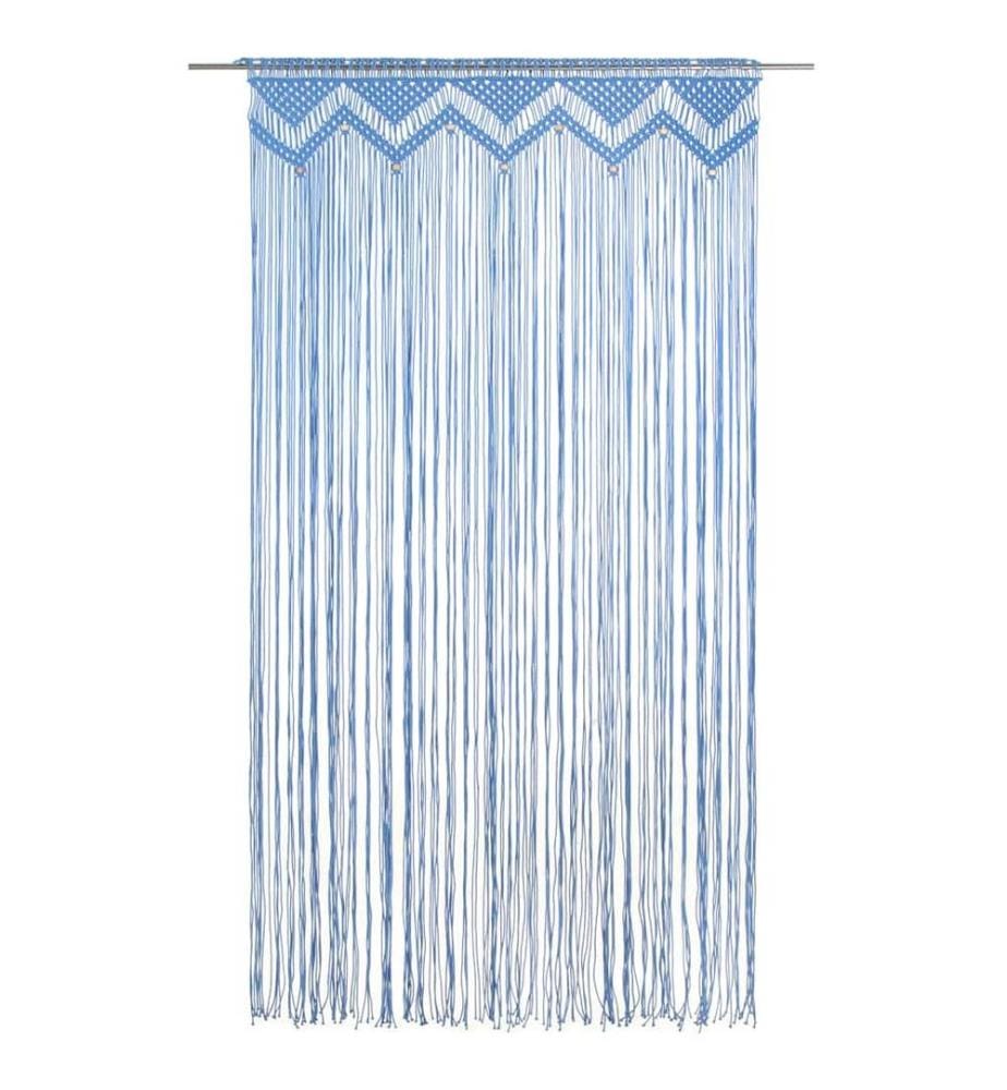 Rideau en macramé Bleu 140x240 cm Coton