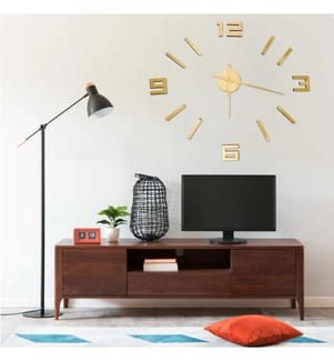 3D-Wanduhr Modernes Design Golden 100 cm XXL