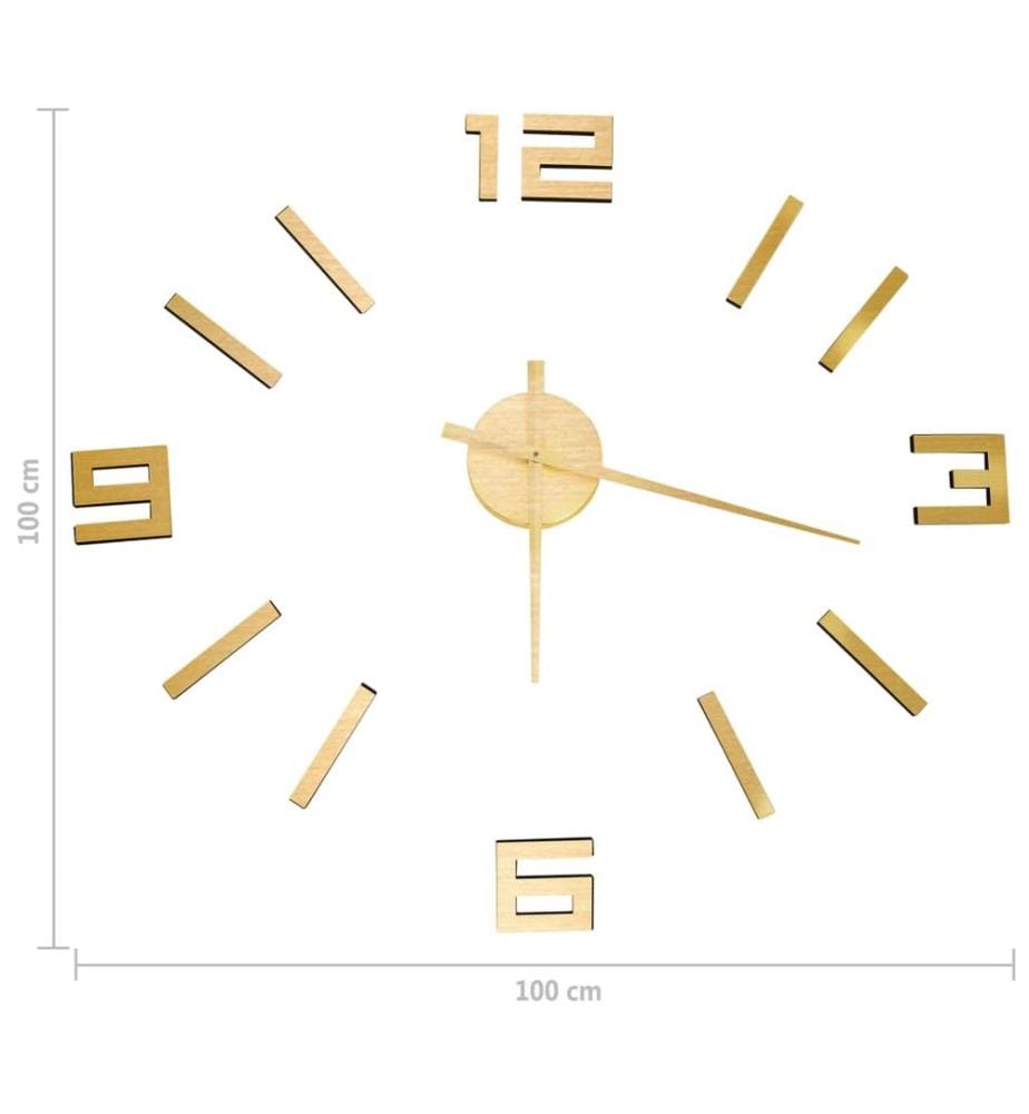 3D-Wanduhr Modernes Design Golden 100 cm XXL