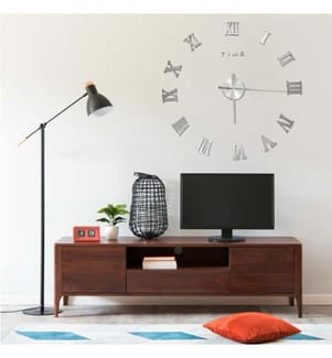 3D-Wanduhr Modernes Design Silbern 100 cm XXL