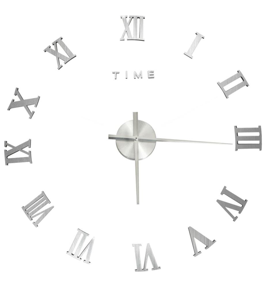3D-Wanduhr Modernes Design Silbern 100 cm XXL