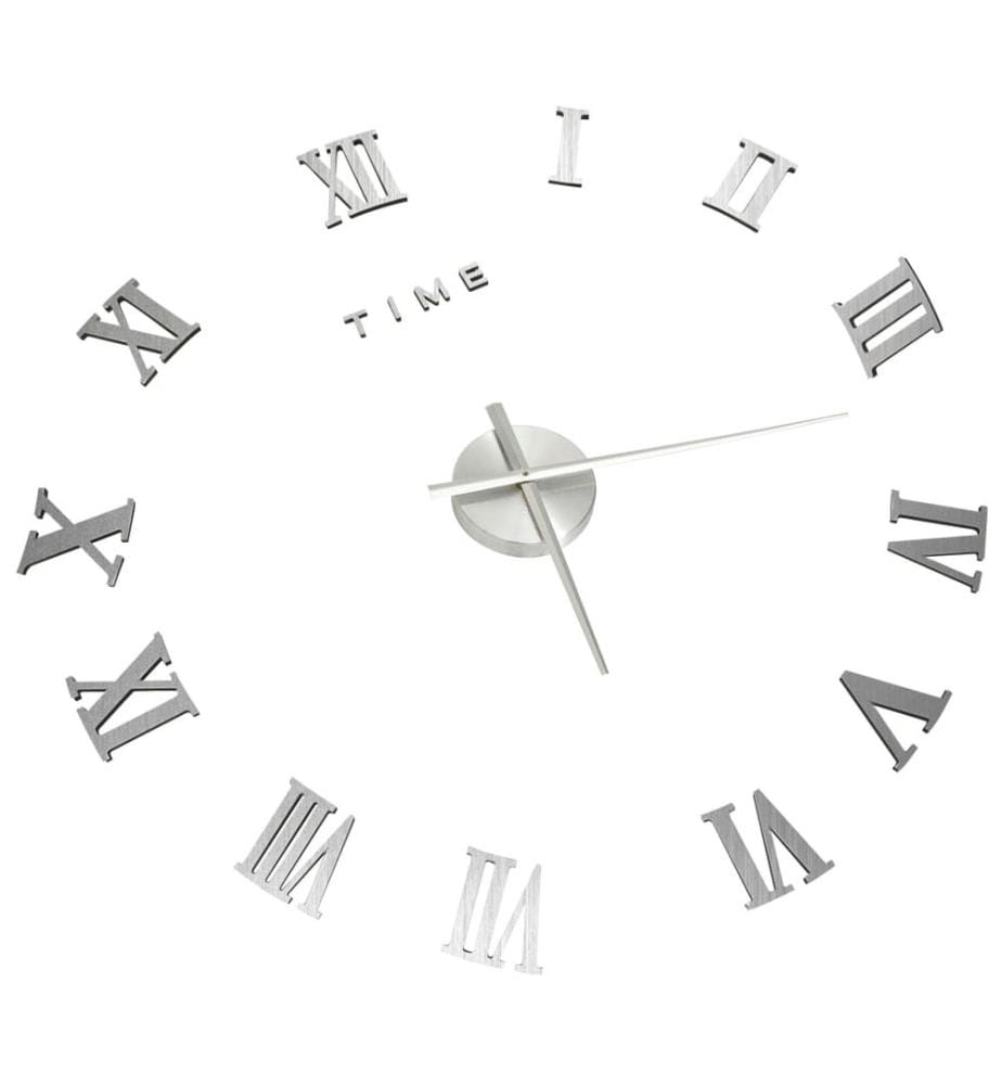 3D-Wanduhr Modernes Design Silbern 100 cm XXL