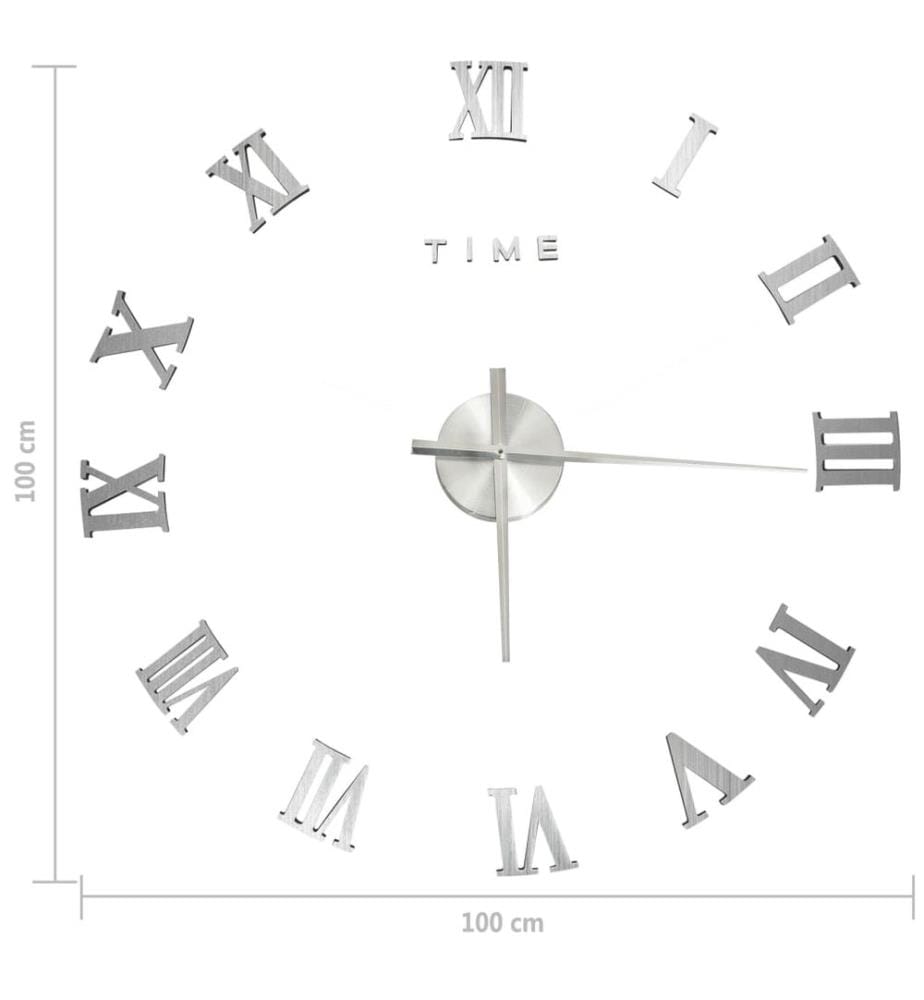 3D-Wanduhr Modernes Design Silbern 100 cm XXL