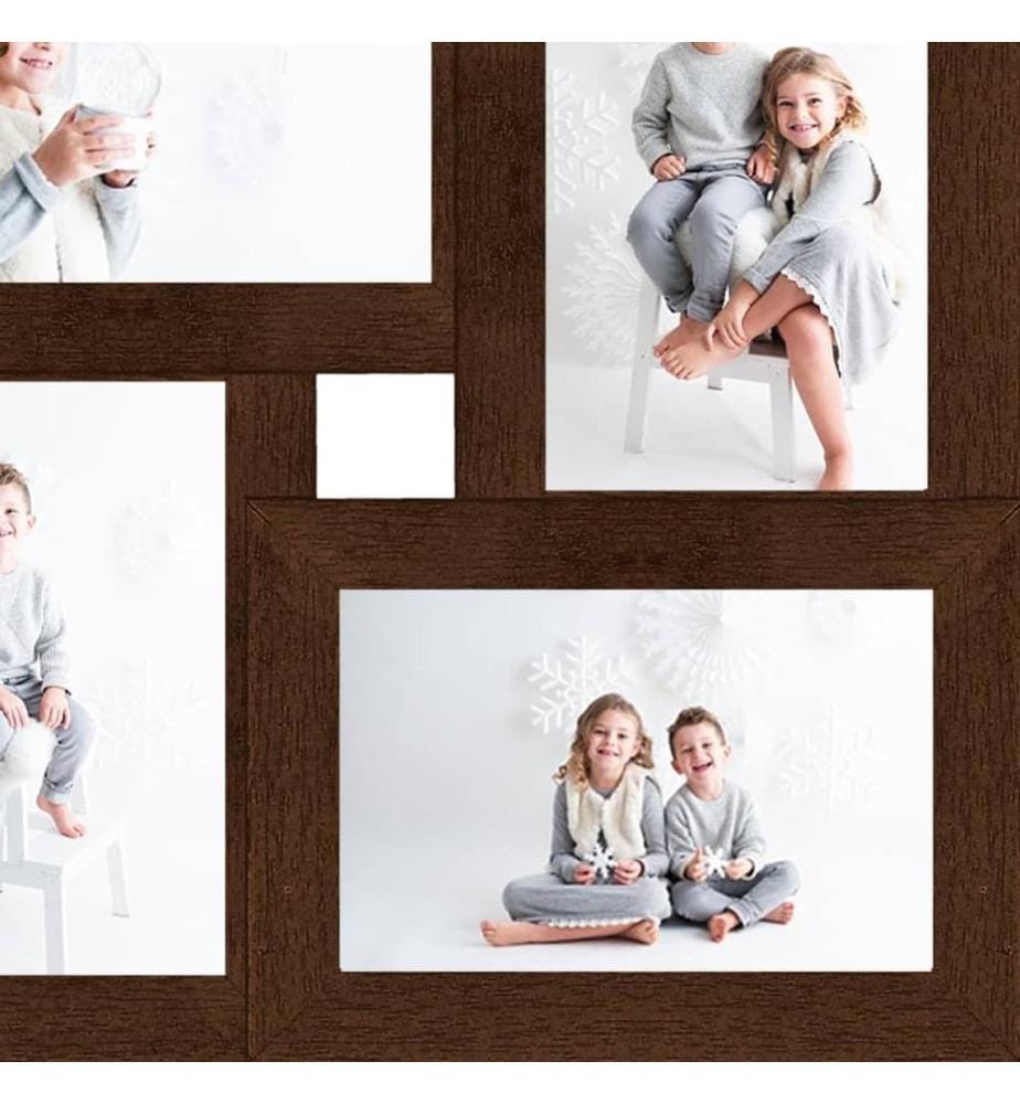 Collage Bilderrahmen für 4x(13x18 cm) Fotos Dunkelbraun MDF