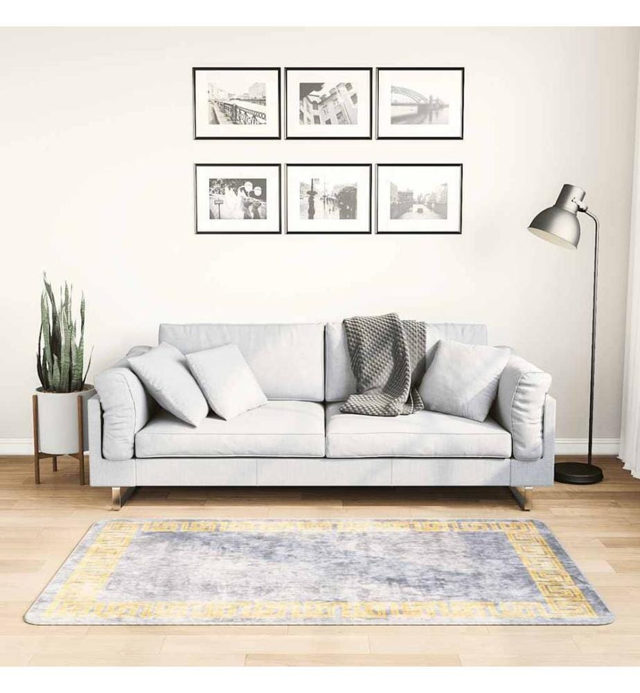 Tapis lavable antidérapant 80x150 cm Gris