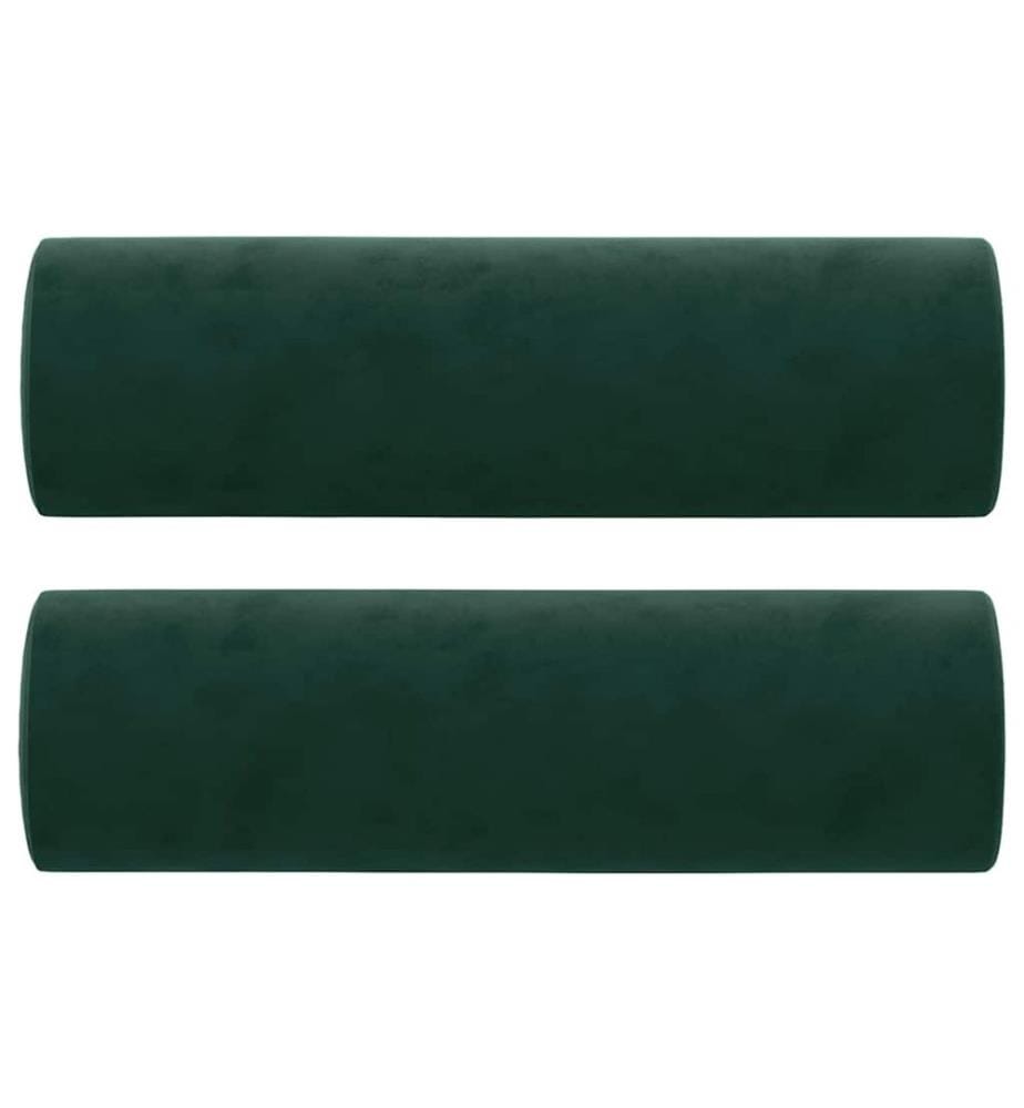 Coussins décoratifs lot de 2 Vert foncé Ø15x50 cm Velours