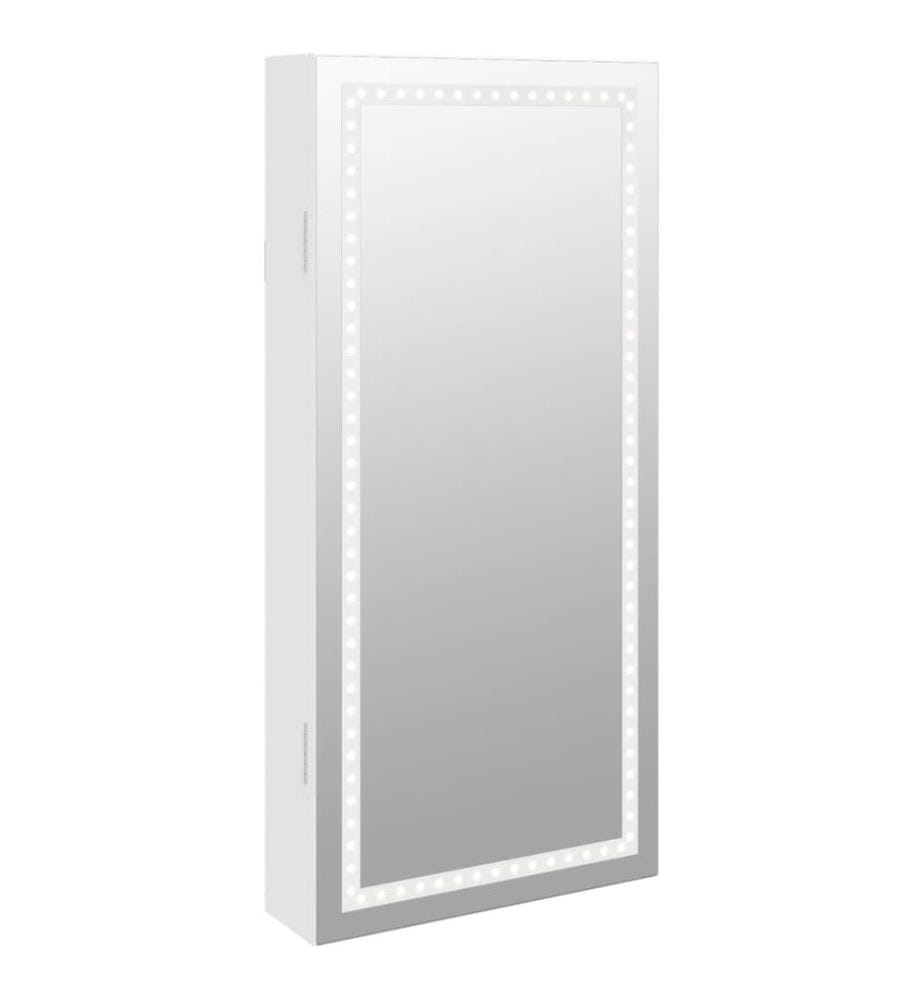 Armoire à bijoux avec miroir et éclairage LED mural blanc