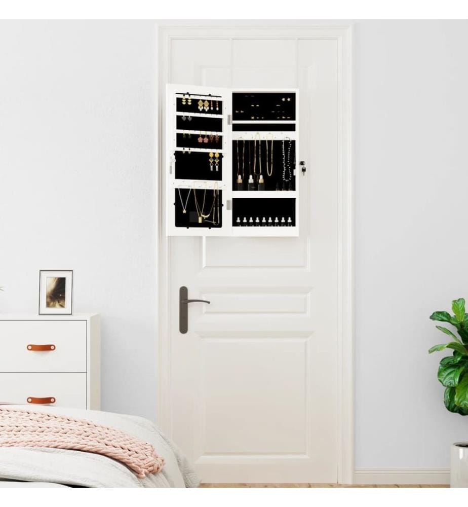 Armoire à bijoux avec miroir et éclairage LED mural blanc