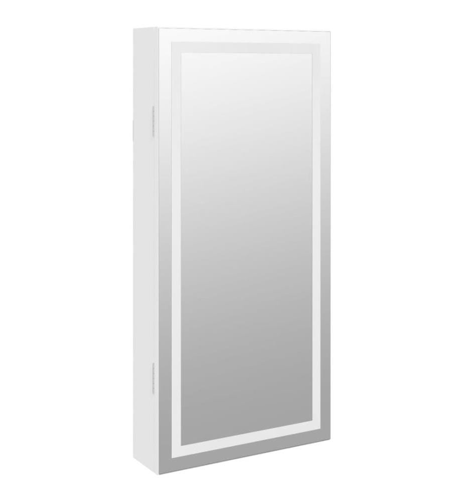 Armoire à bijoux avec miroir et éclairage LED mural blanc