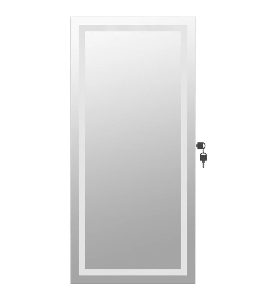 Armoire à bijoux avec miroir et éclairage LED mural blanc
