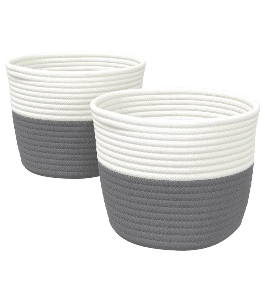 Aufbewahrungskörbe 2 Stk. Grau und Weiss Ø24x18 cm Baumwolle