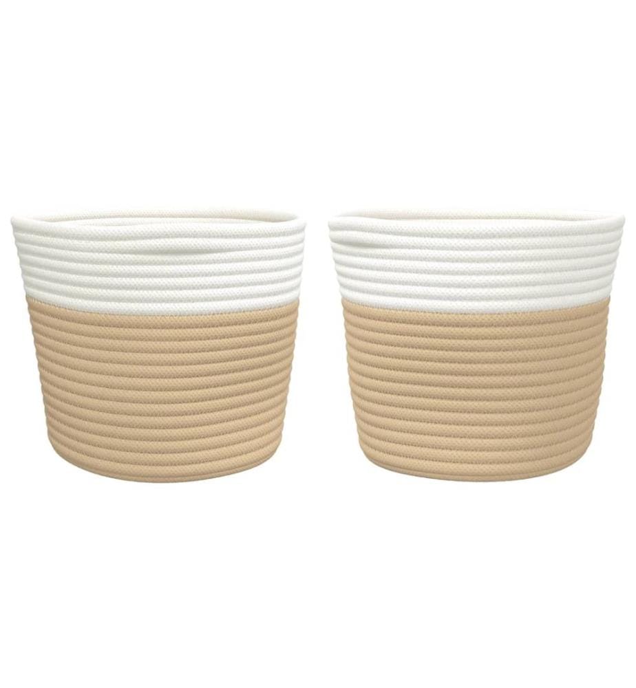 Aufbewahrungskörbe 2 Stk. Beige und Weiss Ø24x18 cm Baumwolle