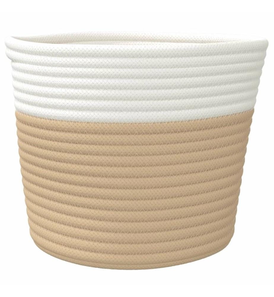 Aufbewahrungskörbe 2 Stk. Beige und Weiss Ø24x18 cm Baumwolle