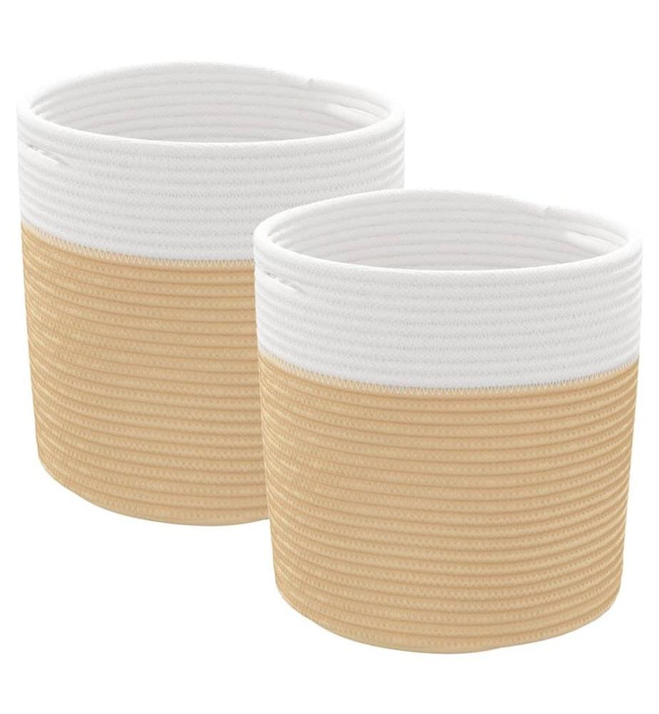 Aufbewahrungskörbe 2 Stk. Beige und Weiss Ø28x28 cm Baumwolle