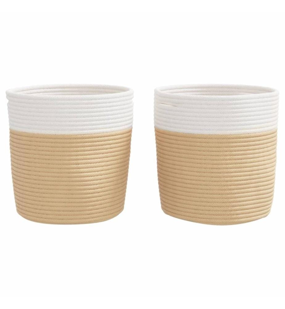 Aufbewahrungskörbe 2 Stk. Beige und Weiss Ø28x28 cm Baumwolle