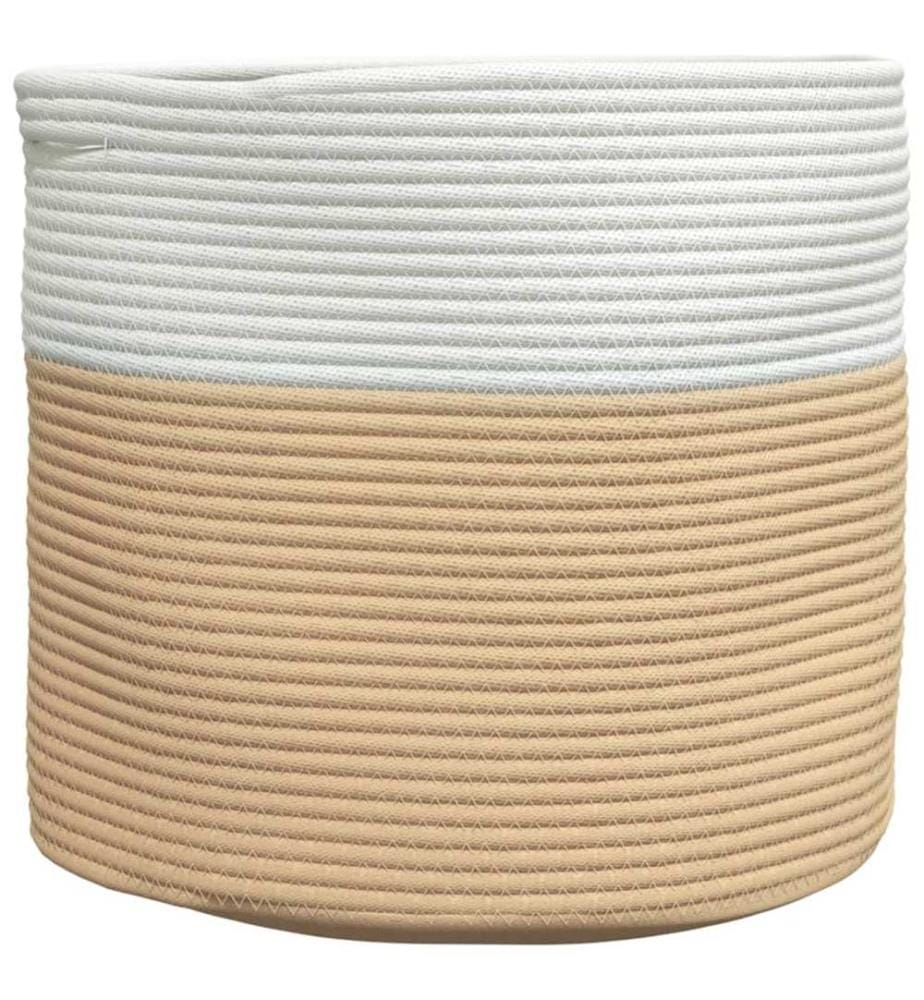 Aufbewahrungskorb Beige und Weiss Ø40x35 cm Baumwolle