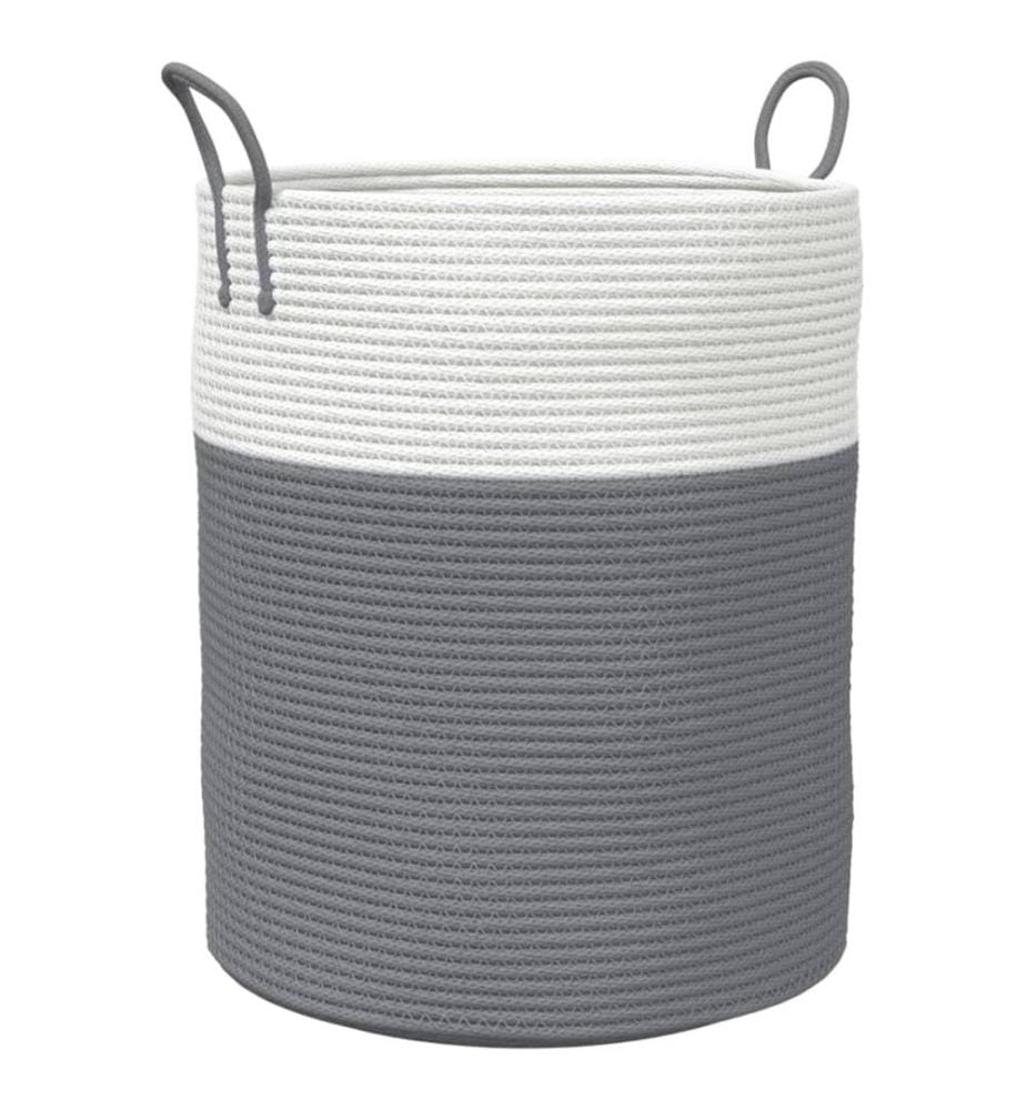 Aufbewahrungskorb Grau und Weiss Ø38x46 cm Baumwolle