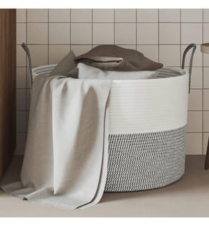 Panier de rangement gris et blanc Ø51x33 cm coton
