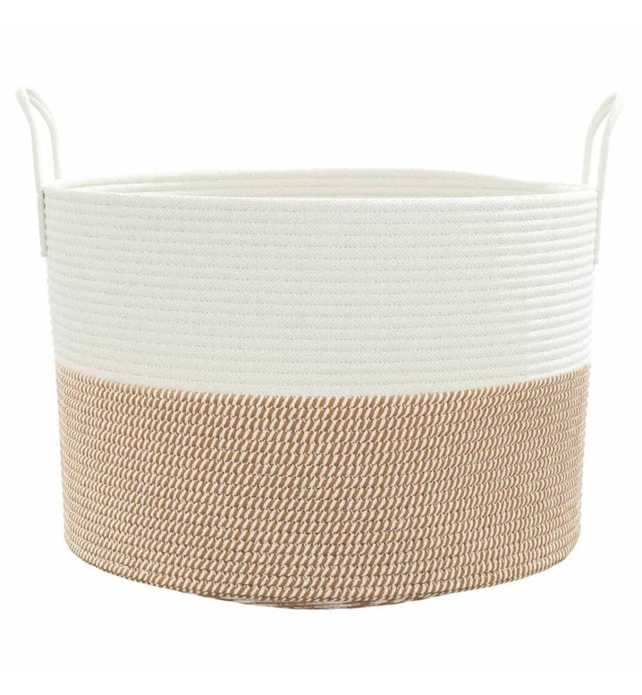Aufbewahrungskorb Braun und Weiss Ø51x33 cm Baumwolle