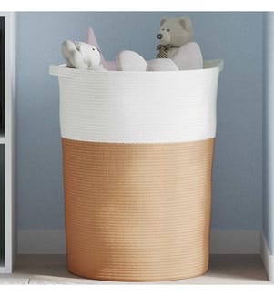 Panier de rangement marron et blanc Ø49x65 cm coton